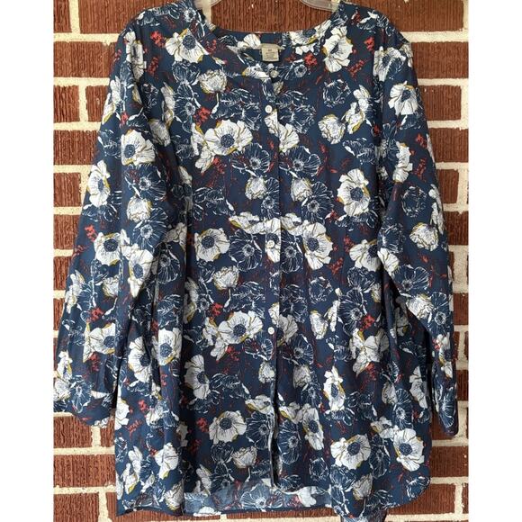 Duluth Trading Wrinkle Fighter Tunic Top Floral Blouse with Pockets Size 2X - Picture 1 of 4